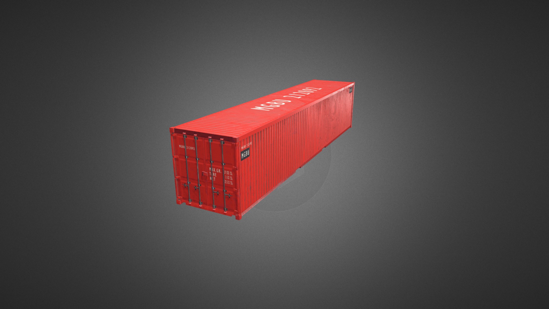3D model Container 40ft - This is a 3D model of the Container 40ft. The 3D model is about a red box with a black background.