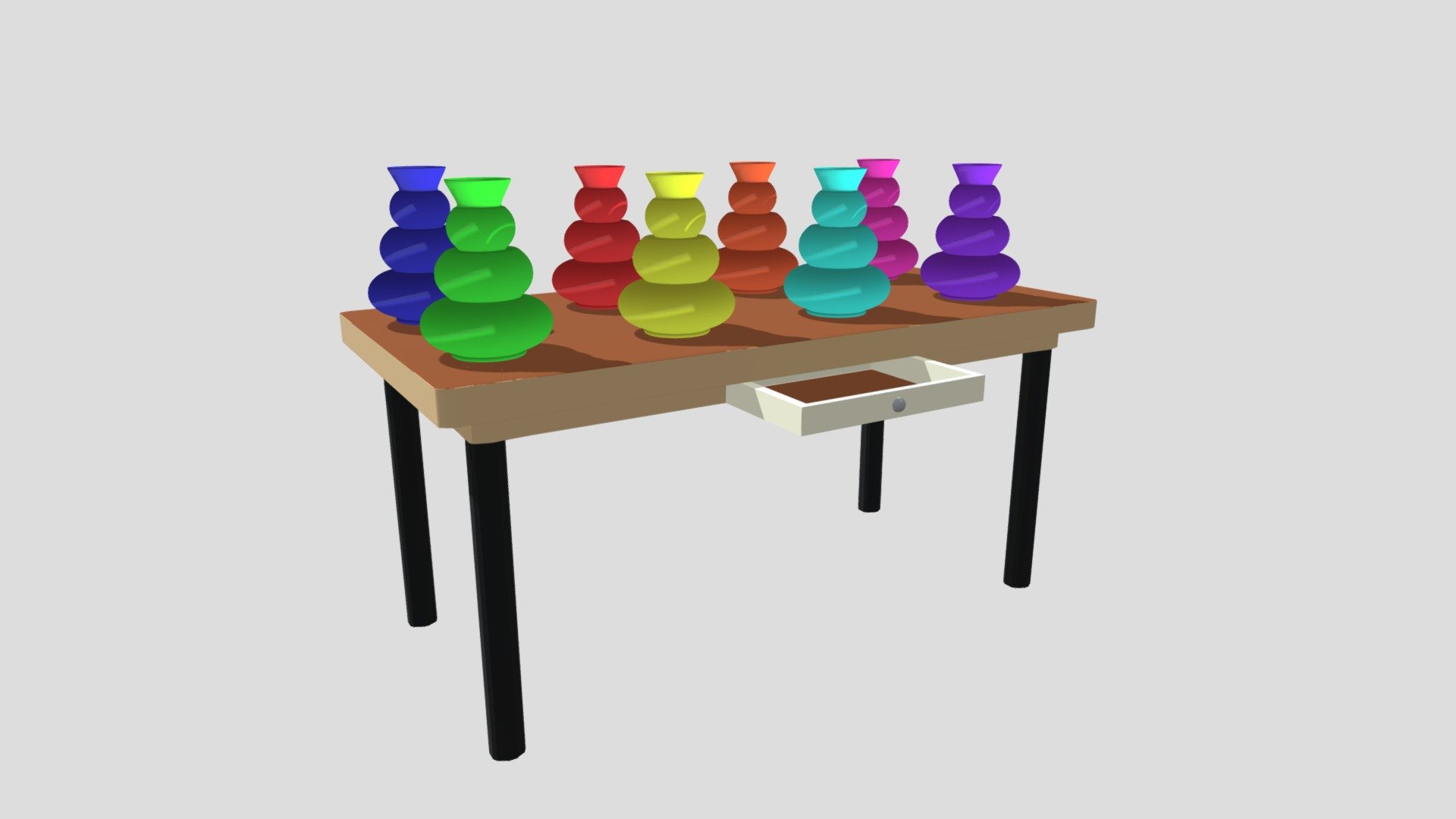Desk With 8 Vases