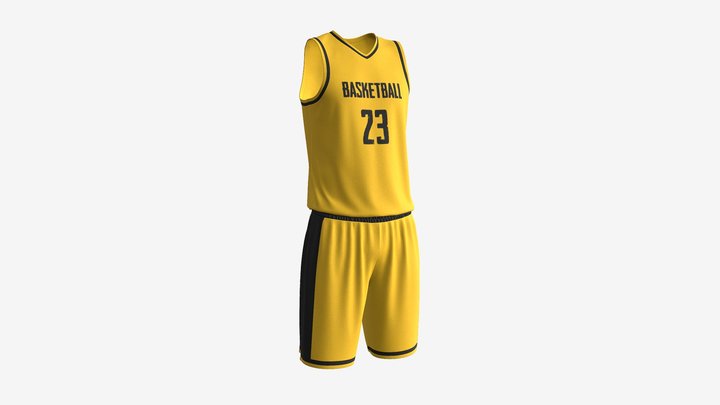 Basketball Uniform Set Yellow 3D Model