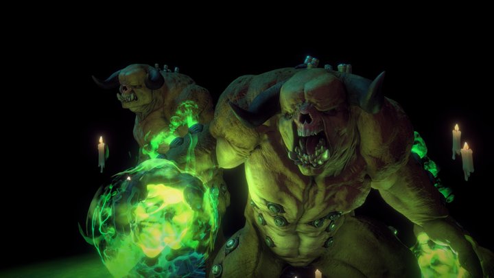 DOOM Hellknight redesign fan-art (posed) 3D Model