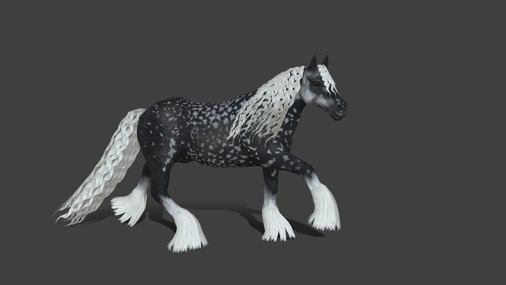 Friesian Cross Horse 3D Model