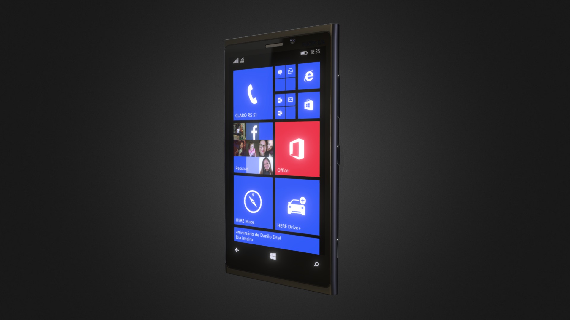 3D model Nokia Lumia 920 - This is a 3D model of the Nokia Lumia 920. The 3D model is about a black smartphone with a blue screen.