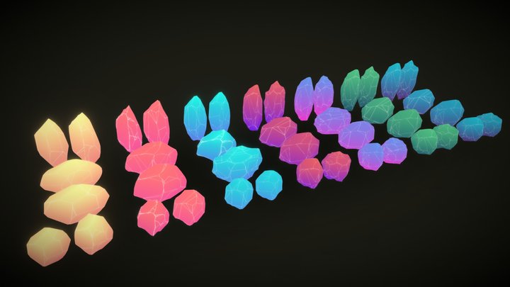 Low-poly crystals set 3D Model