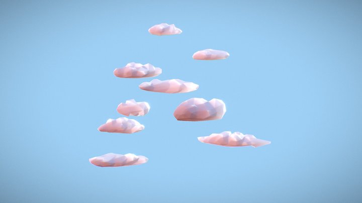 Low Poly Cloud Pack 3D Model