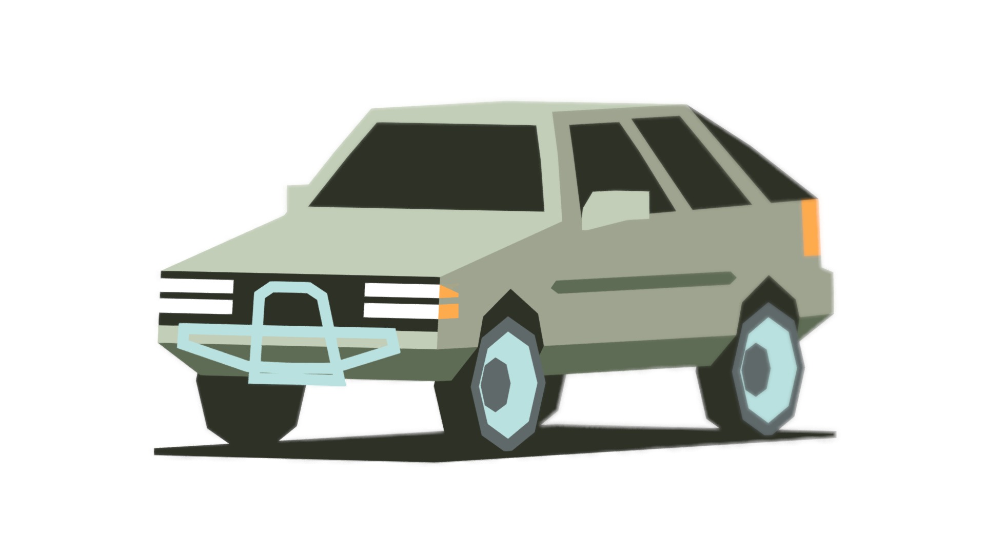 3D model lowpoly car v.1 - This is a 3D model of the lowpoly car v.1. The 3D model is about a white and black vehicle.