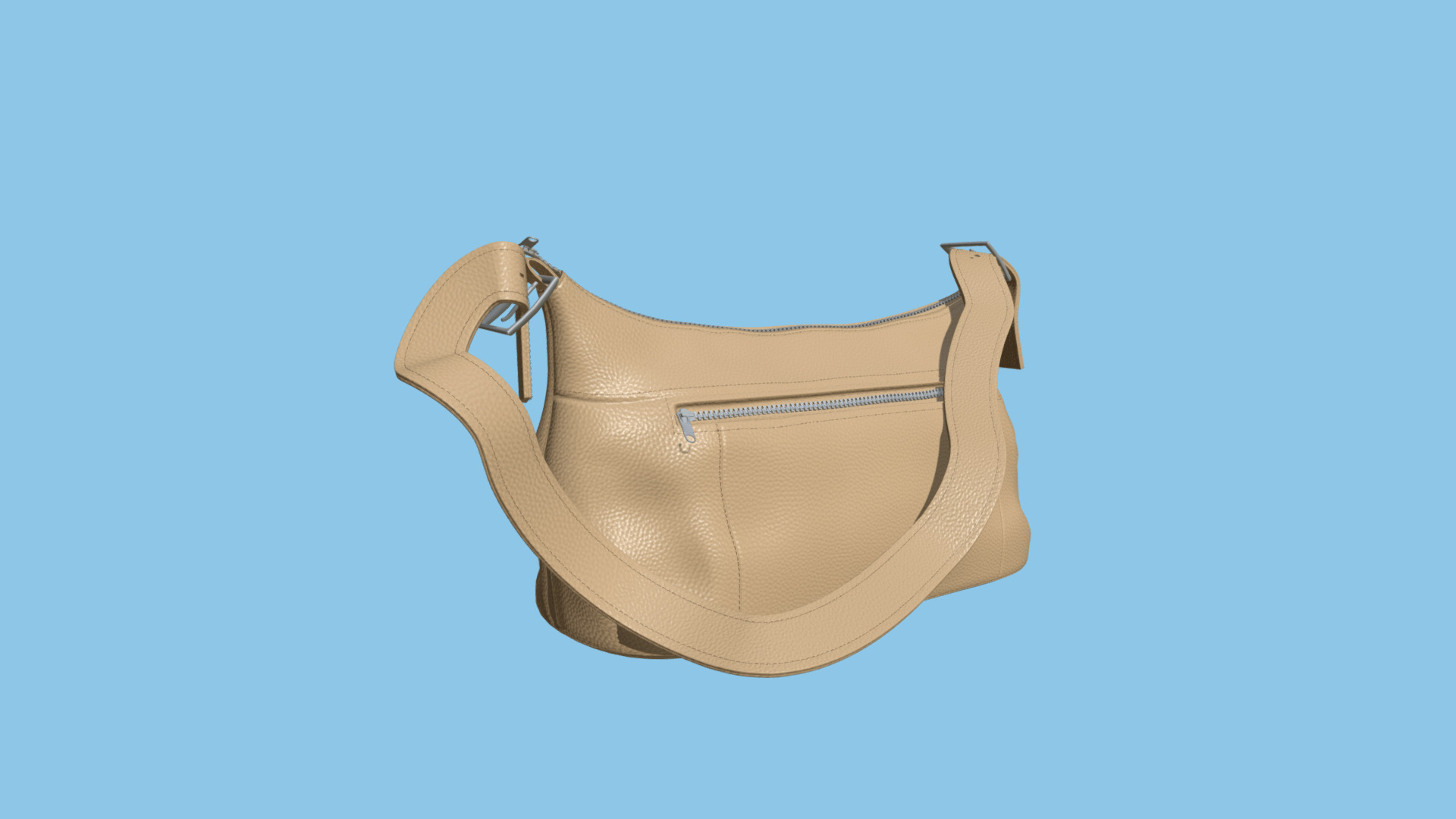 3D model Ladies Leather Hand Bag - This is a 3D model of the Ladies Leather Hand Bag. The 3D model is about a brown bag on a blue background.