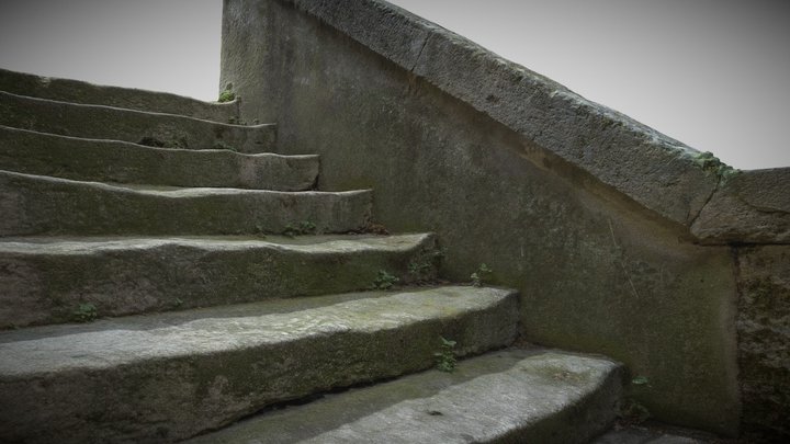 Stone Old Stairs Highpoly 3D Model