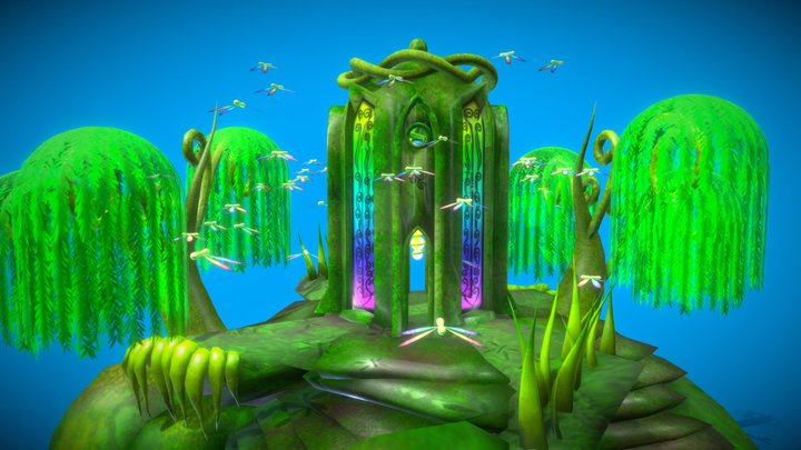 Fairy Elven Garden Gazebo Rotunda Temple Diorama 3D Model