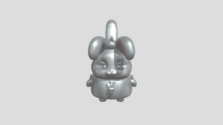 Cute bunny wearing carrot-themed outfit 3D Model