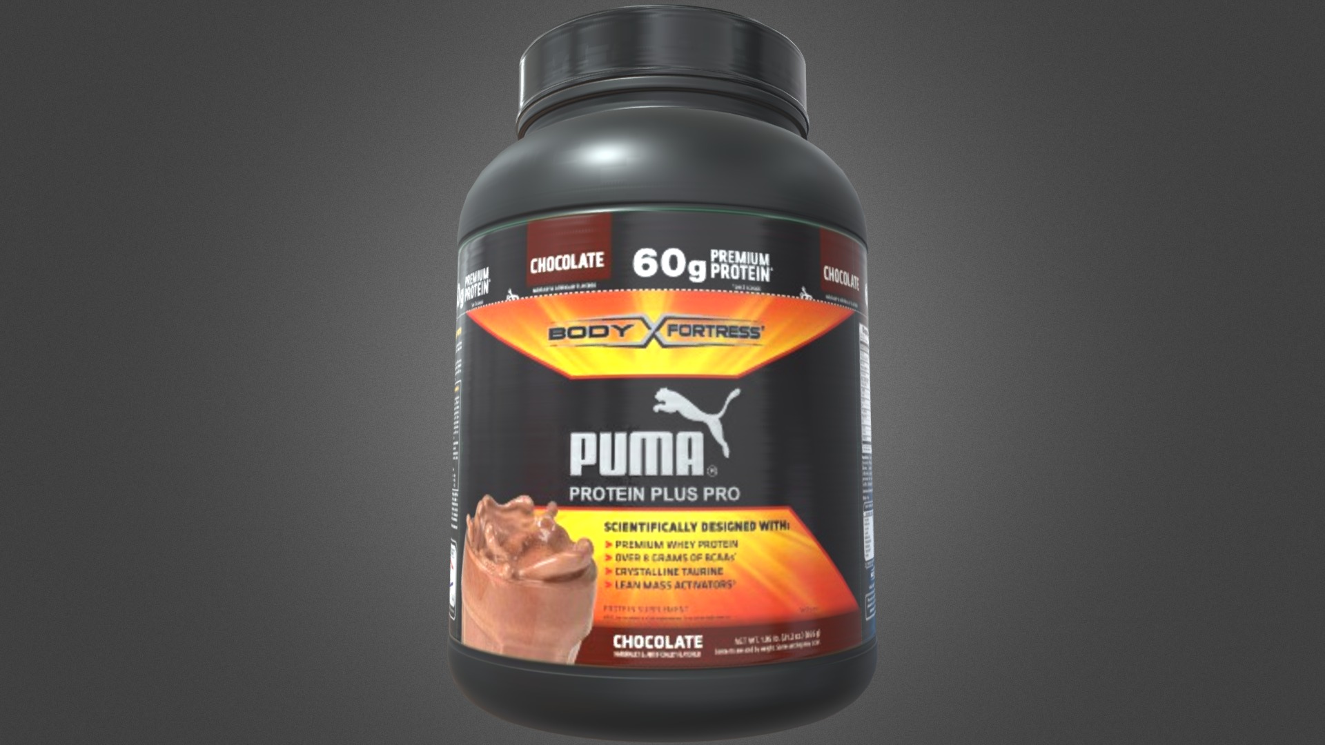 3D model Puma ® Protein Plus Pro - This is a 3D model of the Puma ® Protein Plus Pro. The 3D model is about a black bottle of sauce.