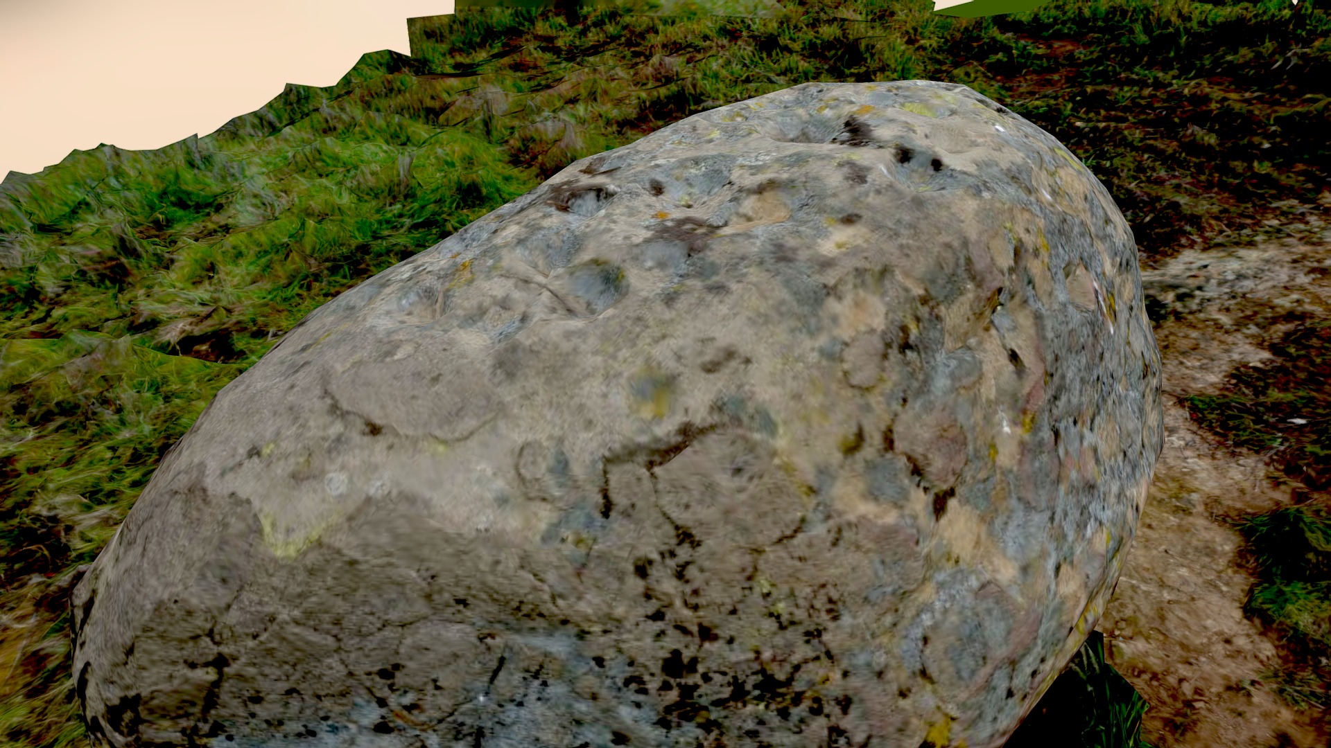 3D model Cupules Rock - This is a 3D model of the Cupules Rock. The 3D model is about a large rock on a hill.