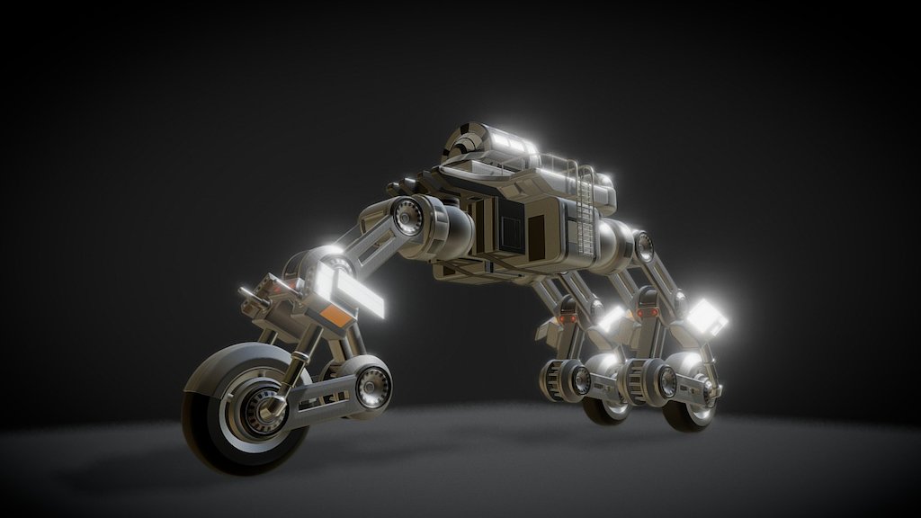 Sci-fi Vehicle Set Animation Test Mid-Poly