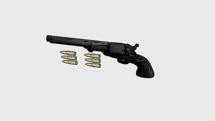 Stylized Revolver 3D Model