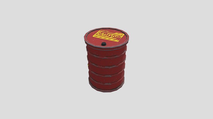Red Metal Drum 3D Model