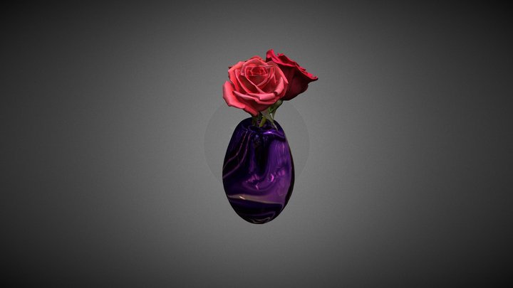 Roses in Vase 3D Model