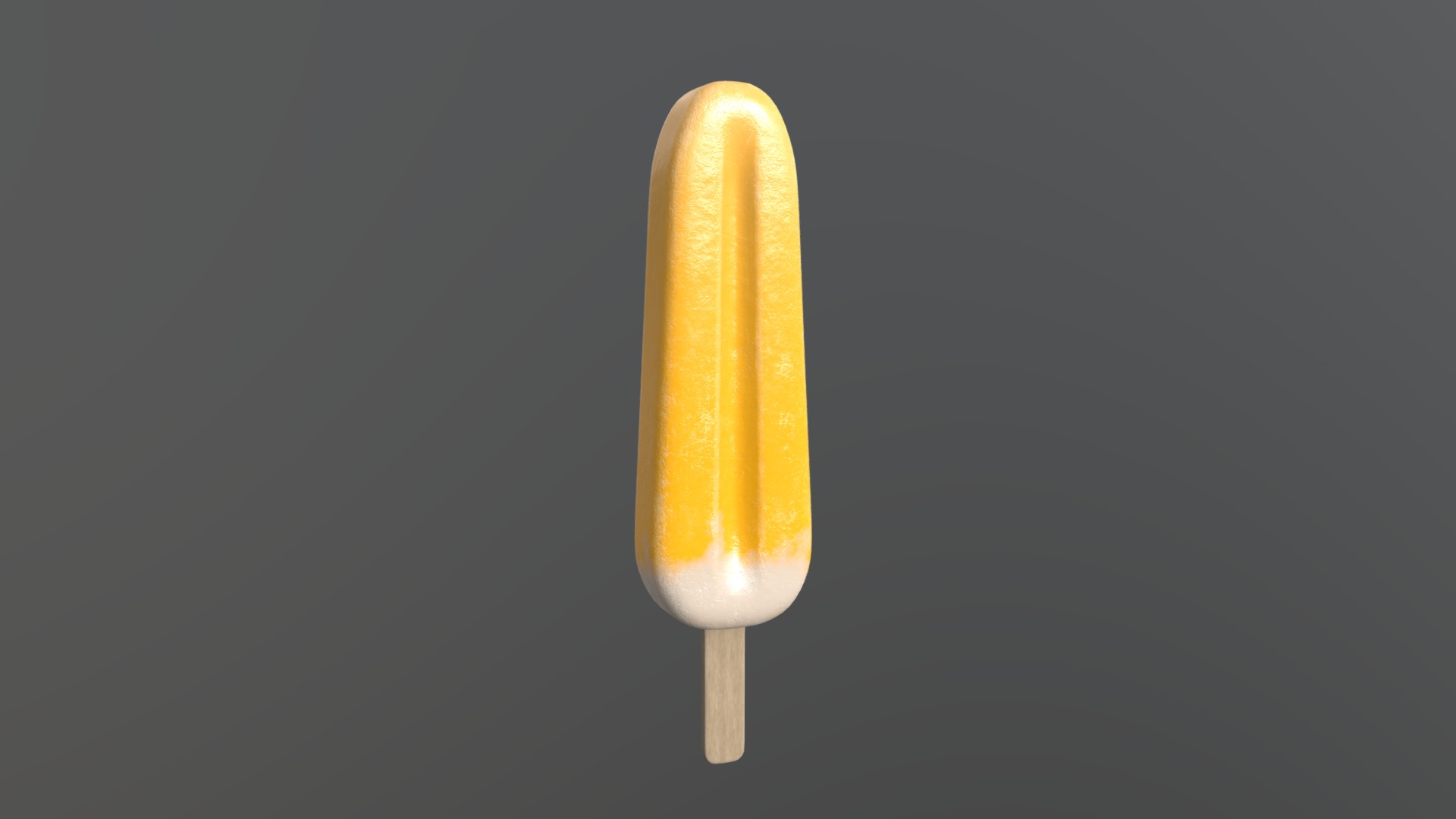 3D model Ice cream on stick - This is a 3D model of the Ice cream on stick. The 3D model is about a yellow and white hotdog.