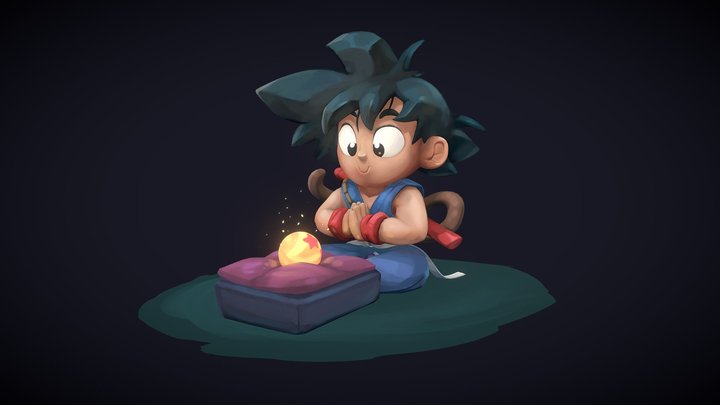 Goku Stylized Fan Art 3D Model