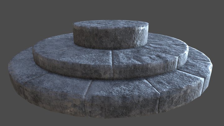 Round stone steps/platform 3D Model