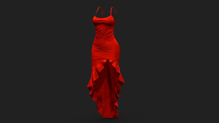 Cami Hem Dress with Frills 3D Model