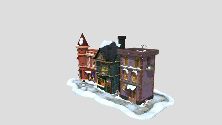 雪に覆われた村 3D Model