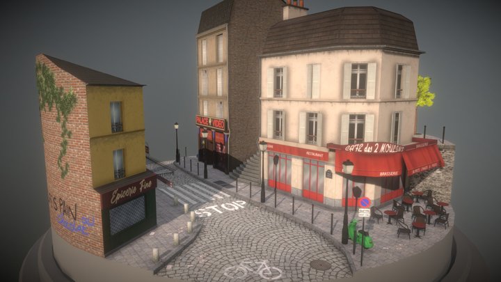City Scene Montmartre 3D Model
