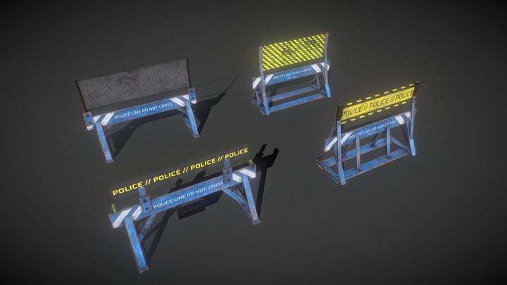 Police Barrier Model – Game Ready 3D Model