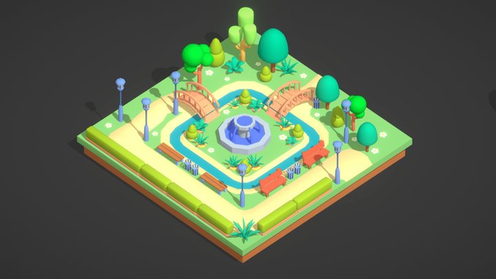 LowPoly Casual Park 3D Model
