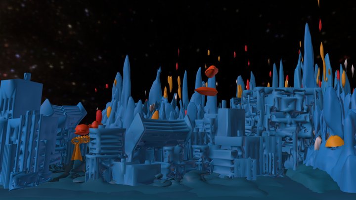 Space Mining Town 3D Model