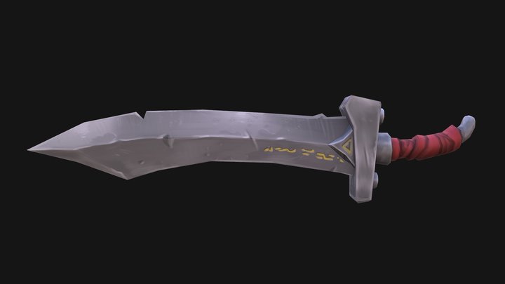 Lowpoly Stylized Scimitar 3D Model