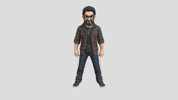Plaid Drummer Avatar 3D Model