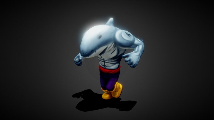 Sharky Character Fighting Lowpoly Handpainted – Modello 3D gratuito STL