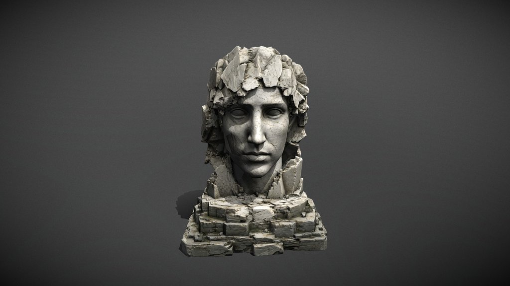 Ancient Ruined Statue - Modular Monument Prop_M