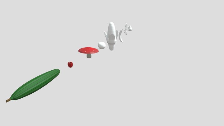 Low Poly Fruits and Veggie 3D Model