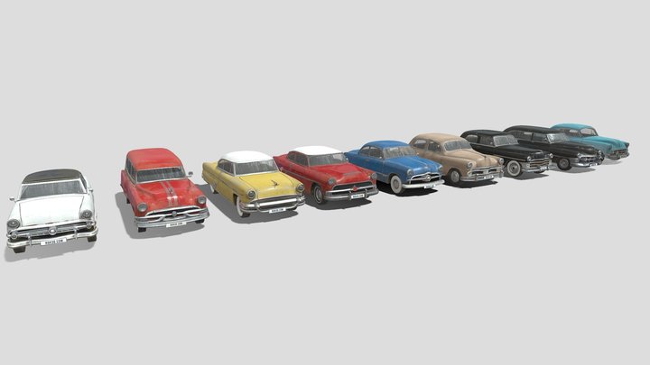 Classic 1950 Cars Pack 3D Model