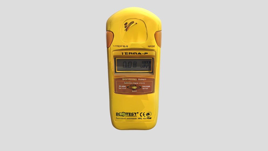 Yellow handheld radiation meter