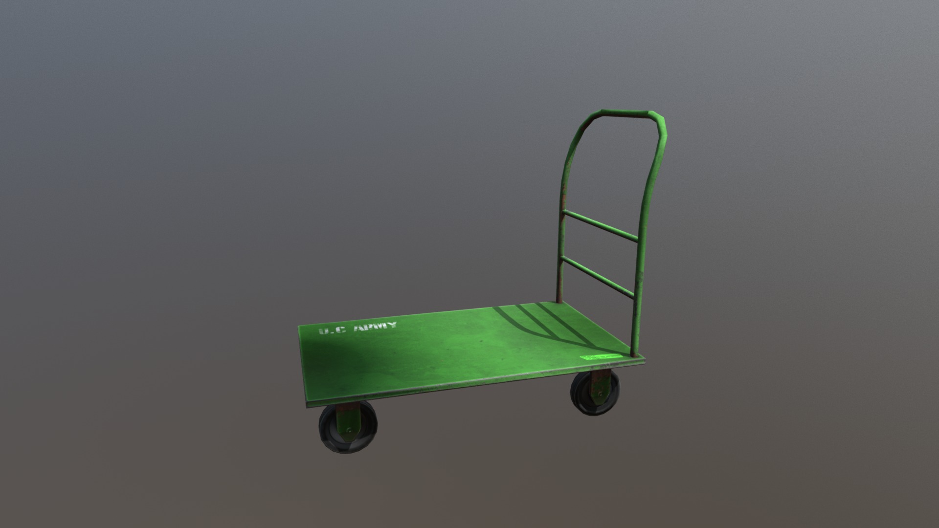 3D model Handling cart - This is a 3D model of the Handling cart. The 3D model is about a green shopping cart.