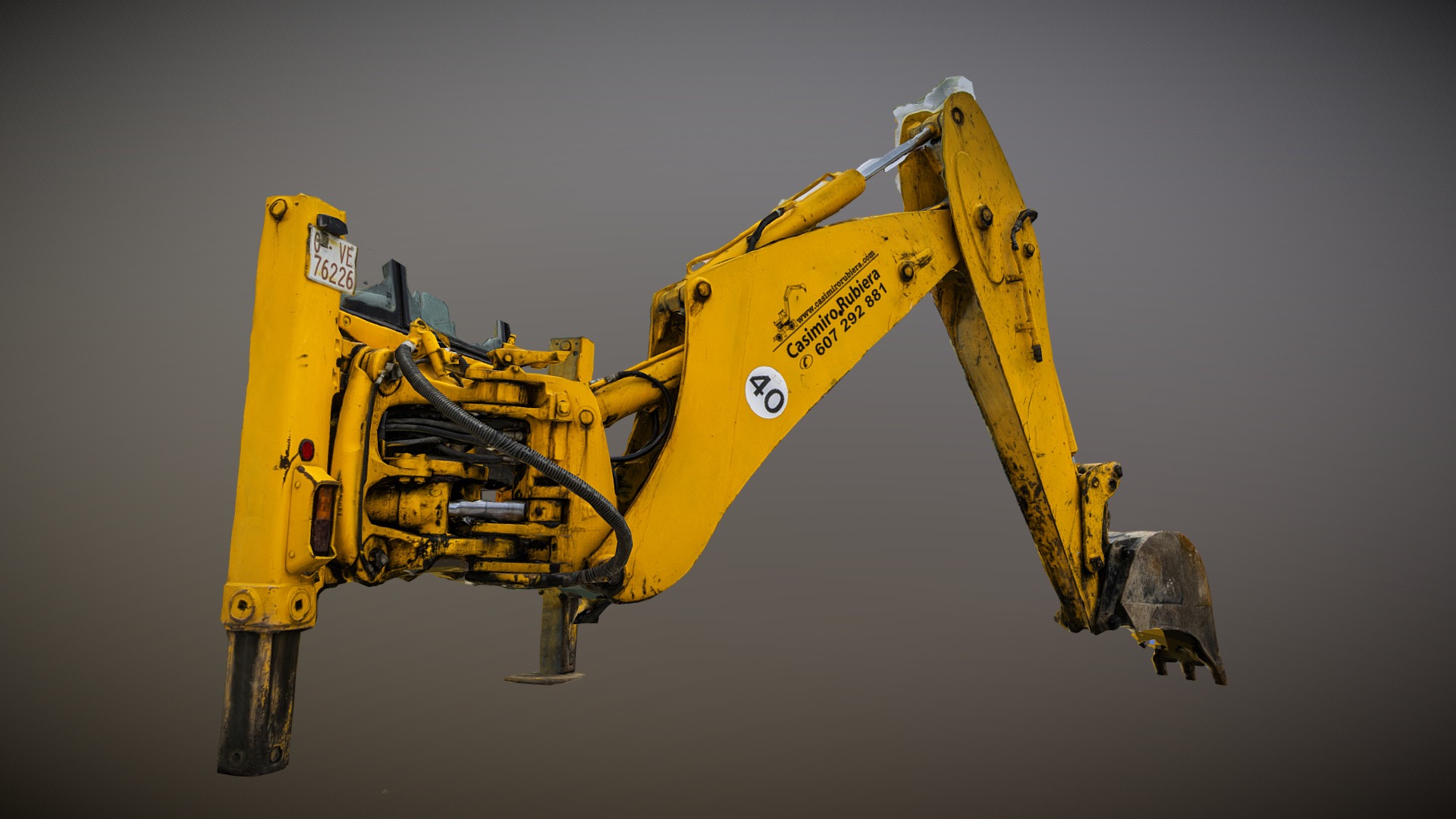 3D model Excavator arm photogrammetry scan - This is a 3D model of the Excavator arm photogrammetry scan. The 3D model is about a yellow and black machine.