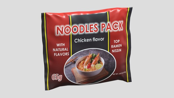 Noodles Pack 01 Low Poly PBR Realistic 3D Model