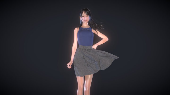 綾香：立っている日本人の女の子 3D Model