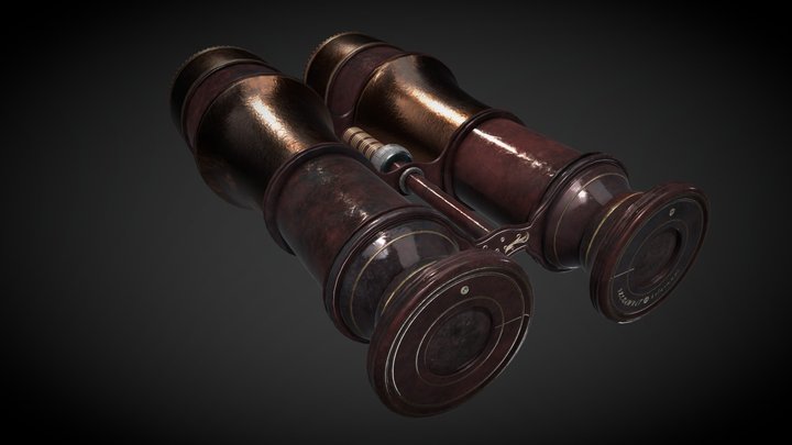 Old-fashioned binoculars 3D Model