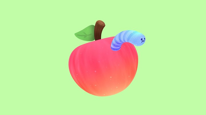 Apple & Gummy Worm 3D Model