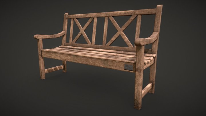 Wooden Bench - Low Poly 3D Model