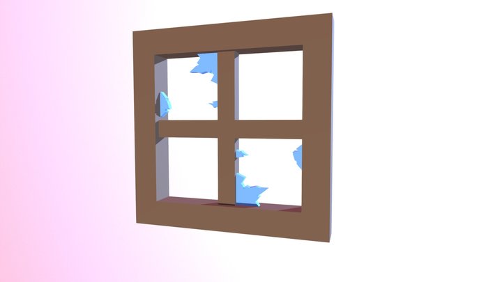 Broken Window Frame 3D Model