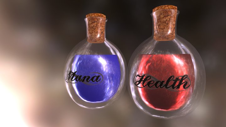 Mana and Health Bottles 3D Model