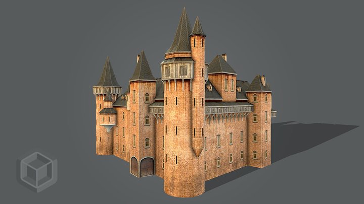 Low Poly Castle Chateau - Day Cycle 3D Model