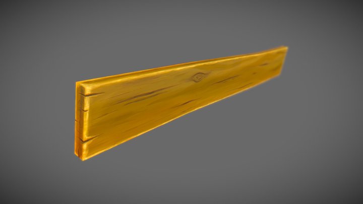 Handpainted Wooden Plank 3D Model