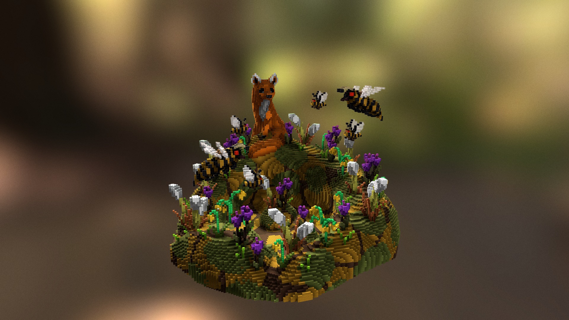 3D model Flower PVP - This is a 3D model of the Flower PVP. The 3D model is about a toy tree with a group of people on top.