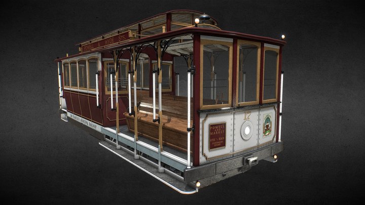 San Francisco Cable car Railway Videogame Asset 3D Model