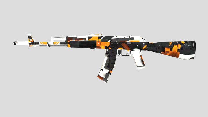 AK47 3D with CSGO-skin Asiimov Model Free 3D Model