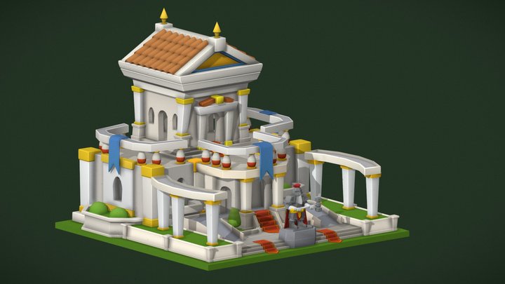 Casual Roman Building - Vertex Painted Model 3D Model